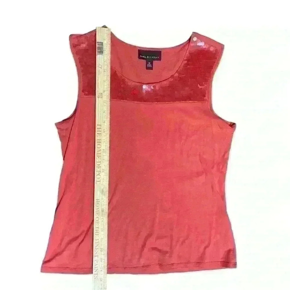 Dana Buchman Women’s Sequin Blouse Tshirt Salmon Size Medium Spring Colorful - Picture 8 of 10